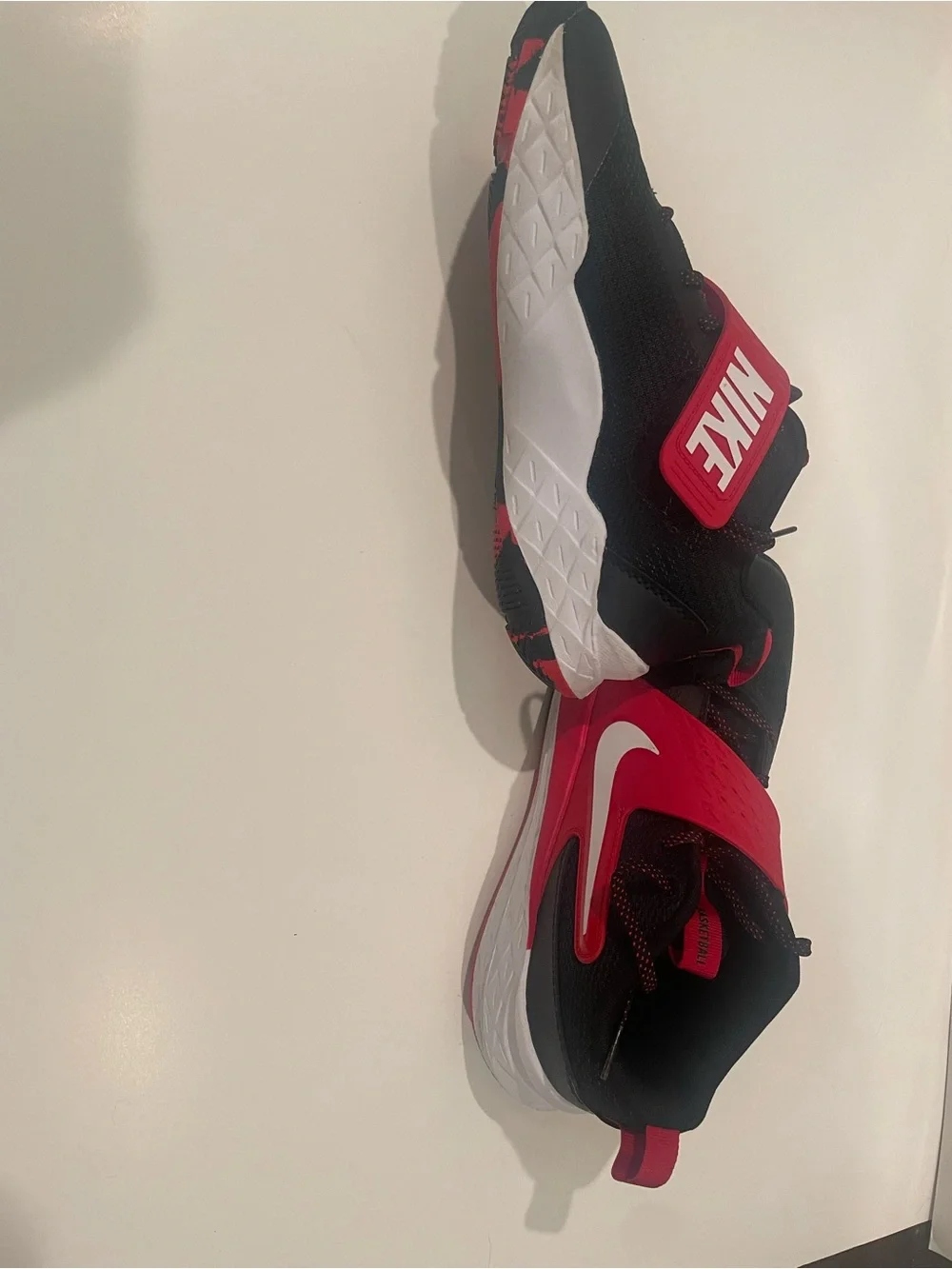 Nike Kids Black and Red Velcro Strap Basketball Shoes
